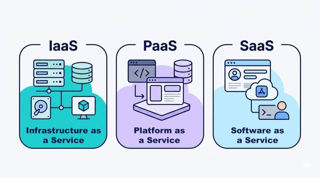 schéma des modèles de service cloud IaaS PaaS et SaaS